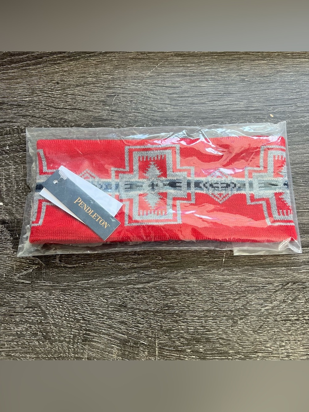 Pendleton Merino Knit Fleece-Lined Headband Harding Red Aztec Southwestern Snow